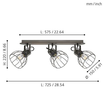 Eglo 98136 - Точечный светильник SAMBATELLO 3xE27/40W/230V
