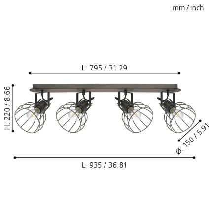 Eglo 98137 - точечный светильник SAMBATELLO 4xE27/40W/230V