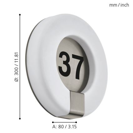Eglo 98145 - Светодиодный регулируемый по яркости домовой номер MARCHESA-C LED/15W/230V IP44