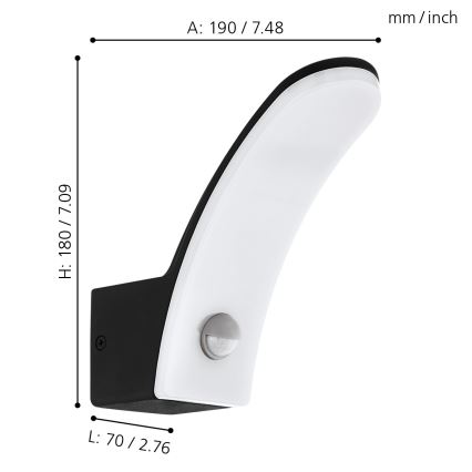 Eglo - Уличный светодиодный настенный светильник с датчиком LED/11W/230V IP44