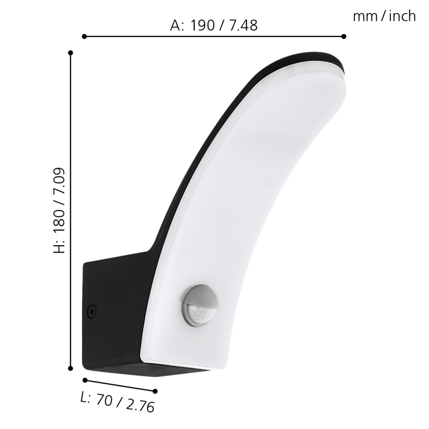 Eglo - Вуличний світлодіодний настінний світильник з датчиком LED/11W/230V IP44
