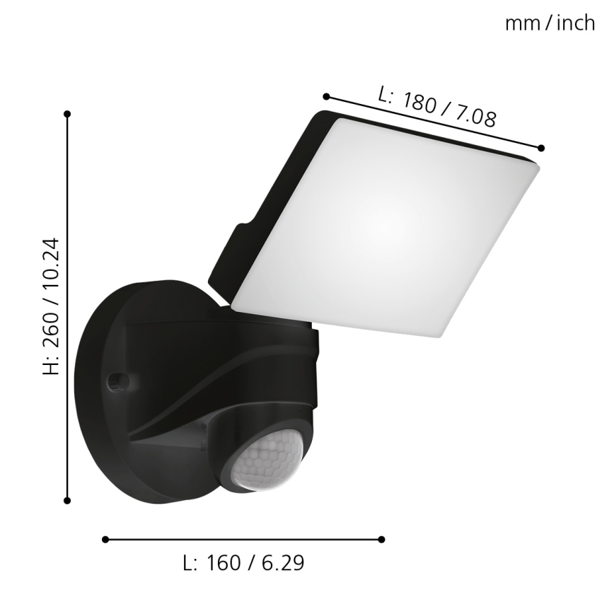 Eglo - Вуличний світлодіодний настінний світильник з датчиком LED/15W/230V IP44