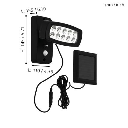 Eglo - LED Соларное настенное освещение с датчиком LED/1,2V 600 mAh IP44