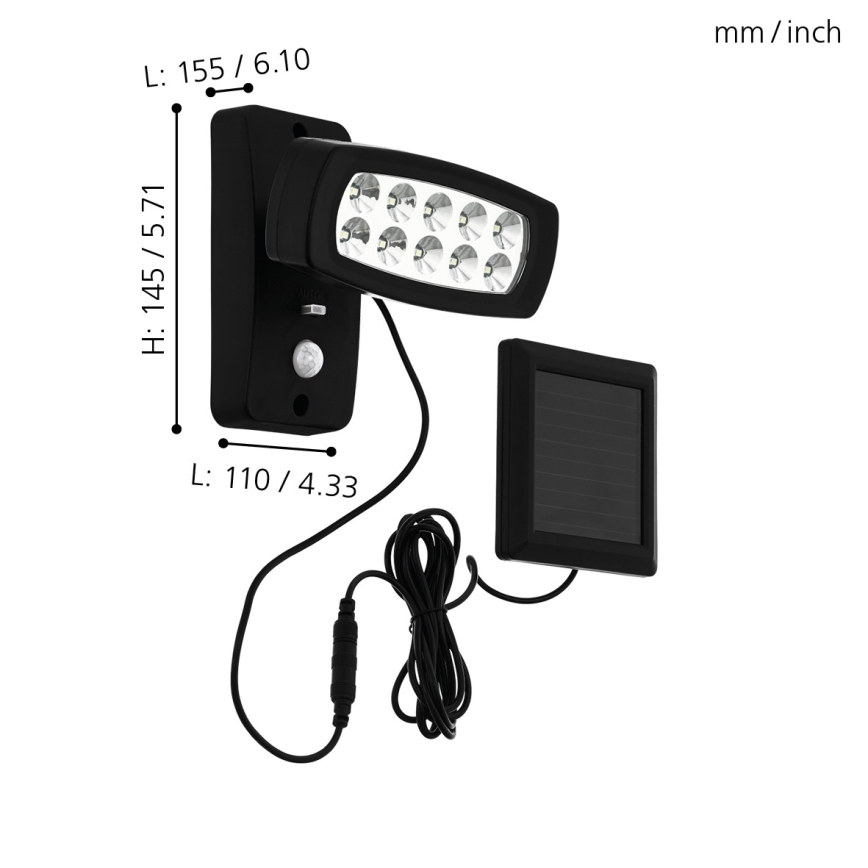 Eglo - Светодиодный настенный светильник на солнечной батарее с датчиком LED/1,2V IP44