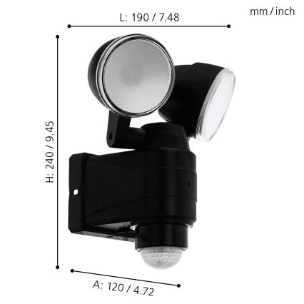 Eglo - Вуличний світлодіодний світильник з датчиком 2xLED/4W/4xLR1IP44