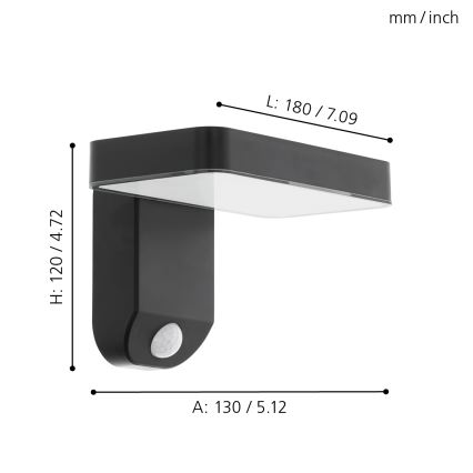 Eglo - Светодиодный настенный светильник на солнечной батарее с датчиком LED/4,5W/3,7V IP44