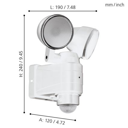 Eglo - LED вуличний світильник із датчиком 2xLED/4W/4xLR14 IP44