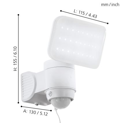 Eglo - Светодиодный настенный светильник на солнечной батарее с датчиком LED/3,7V 1800 mAh IP44