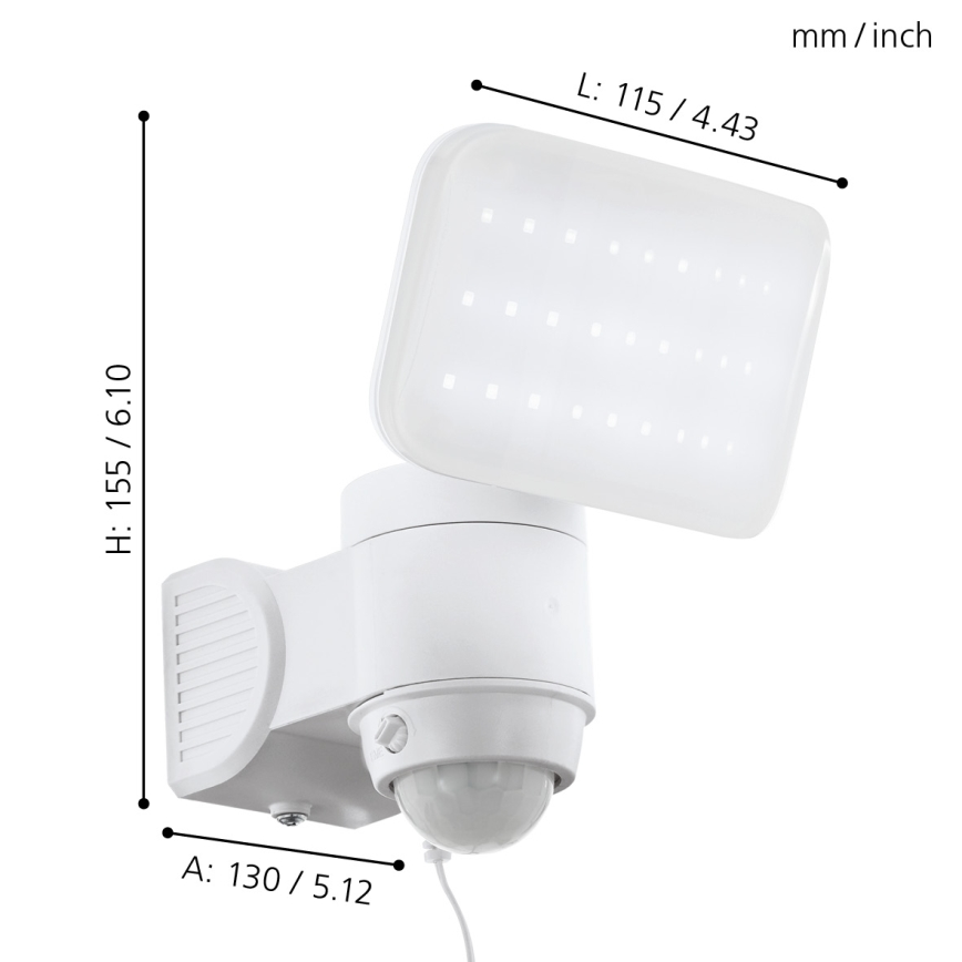 Eglo - Светодиодный настенный светильник на солнечной батарее с датчиком LED/3,7V 1800 mAh IP44
