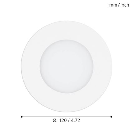 Eglo - Диммируемый встраиваемый потолочный LED-светильник LED/5W/230V с дистанционным управлением, диаметр 12 см
