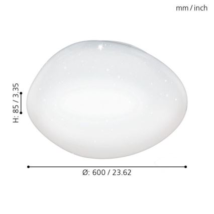 Eglo 98228 - Світлодіодний затемнюваний стельовий світильник SILERAS-A, 36Вт/230В, діаметр 60 см + пульт дистанційного керування