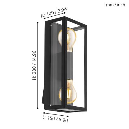 Eglo - Зовнішній настінний світильник 2xE27/60W/230V IP44