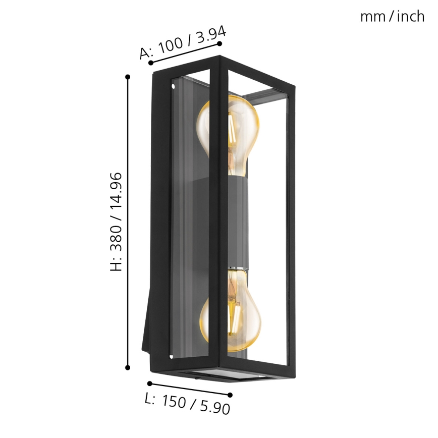 Eglo - Зовнішній настінний світильник 2xE27/60W/230V IP44