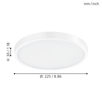 Eglo - Диммируемый потолочный LED-светильник, 14 Вт/230 В, с пультом дистанционного управления, диаметр 22,5 см
