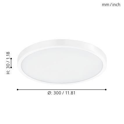 Eglo - диммируемый потолочный светодиодный светильник LED/20W/230V + пульт дистанционного управления, диаметр 30 см