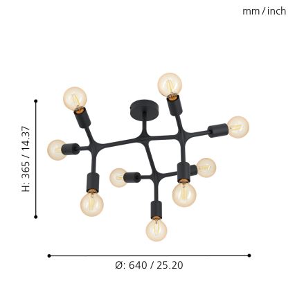Eglo - Пристельова люстра 9xE27/60W/230V