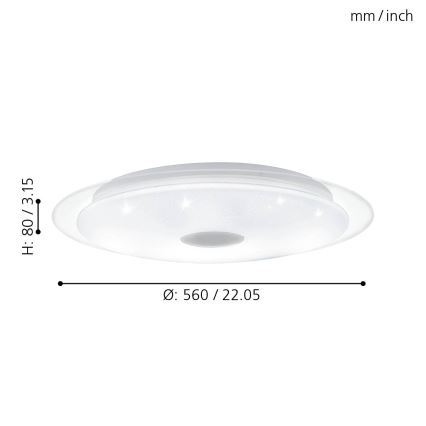 Eglo - Стельовий LED світильник з регулюванням яскравості LED/36W/230V + пульт дистанційного керування