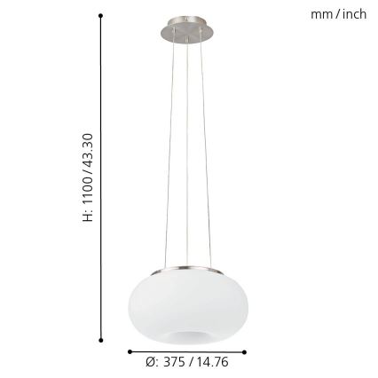 Eglo - LED RGB Підвісна люстра з регулюванням яскравості OPTICA-C LED/21W/230V діаметр 37,5 см