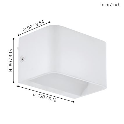 Eglo - Світлодіодний настінний світильник LED/6W/230V 3000K білий