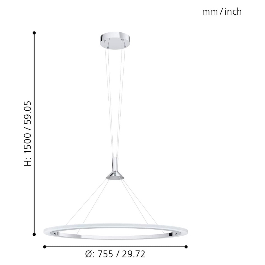 Eglo - Светодиодная подвесная RGB-люстра с регулированием яркости HORNITOS-C LED/37W/230V + дистанционное управление