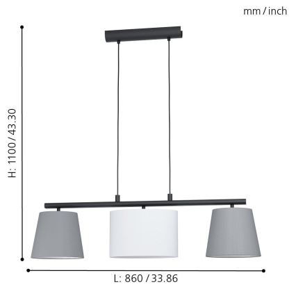 Eglo - LED люстра на тросі 3xE14/25W/230V