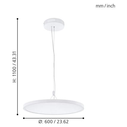 Eglo 98606 - Светодиодная диммируемая люстра RGB на тросе CERIGNOLA-C LED/32W/230V + дистанционное управление