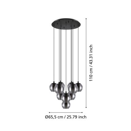 Eglo - Люстра на тросі 10xE27/40W/230V чорний/глянцевий хром