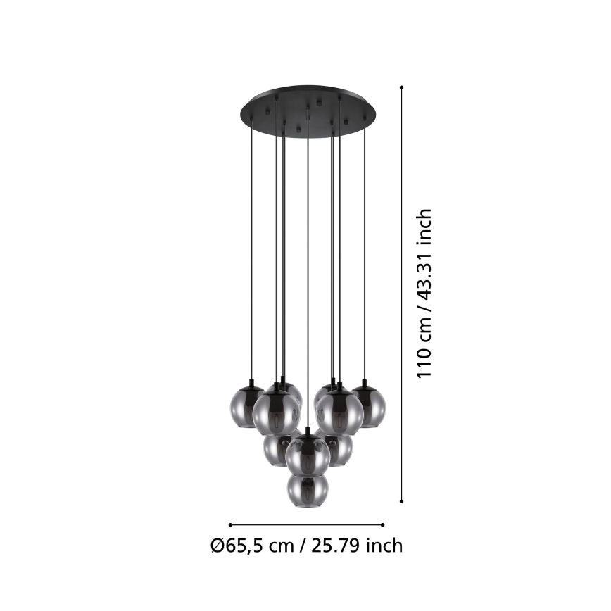 Eglo - Люстра на тросі 10xE27/40W/230V чорний/глянцевий хром