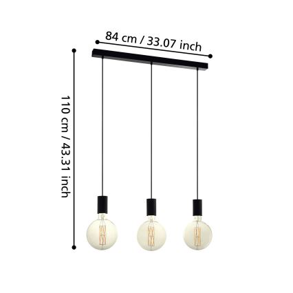 Eglo - Люстра на мотузці 3xE27/40W/230V