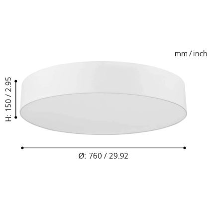 Eglo - LED RGB Стельовий світильник з регулюванням яскравості ROMAO-C LED/42W/230V + пульт дистанційного керування