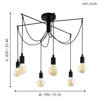 Eglo - Подвесная люстра 6xE27/60W/230V паук