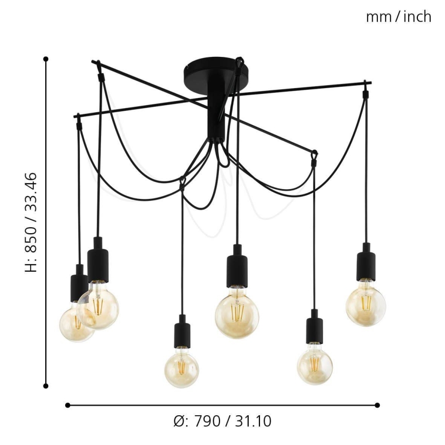 Eglo - Подвесная люстра 6xE27/60W/230V паук