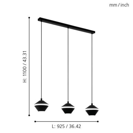 Eglo - LED Люстра на мотузці 3xGU10/5W/230V