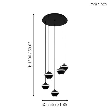 Eglo - LED Люстра на мотузці 5xGU10/5W/230V