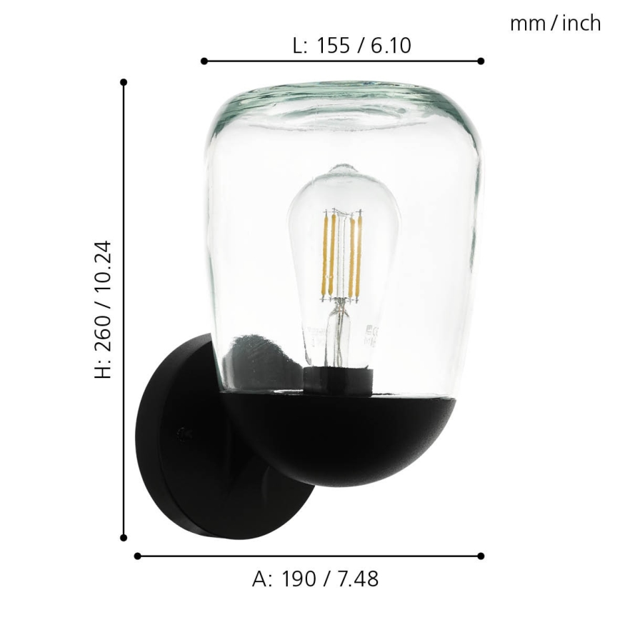Eglo - Вуличний настінний світильник 1xE27/60W/230V IP44