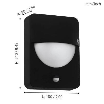 Eglo - Вуличний світильник з датчиком 1xE27/28W/230V IP44