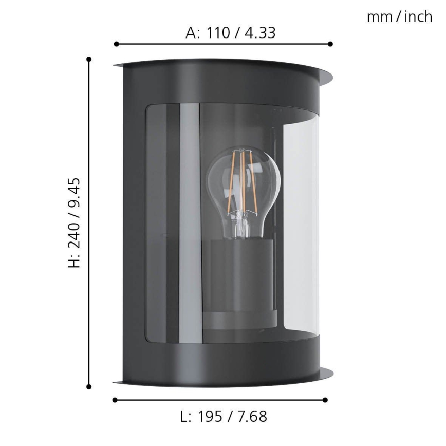 Eglo 98718 - Уличный настенный светильник DARIL 1 1xE27/28W/230V IP44