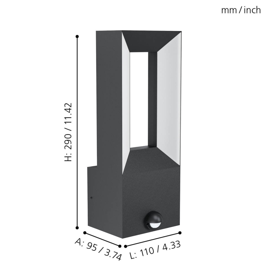 Eglo - Светодиодный уличный светильник с датчиком 2xLED/5W/230V IP44