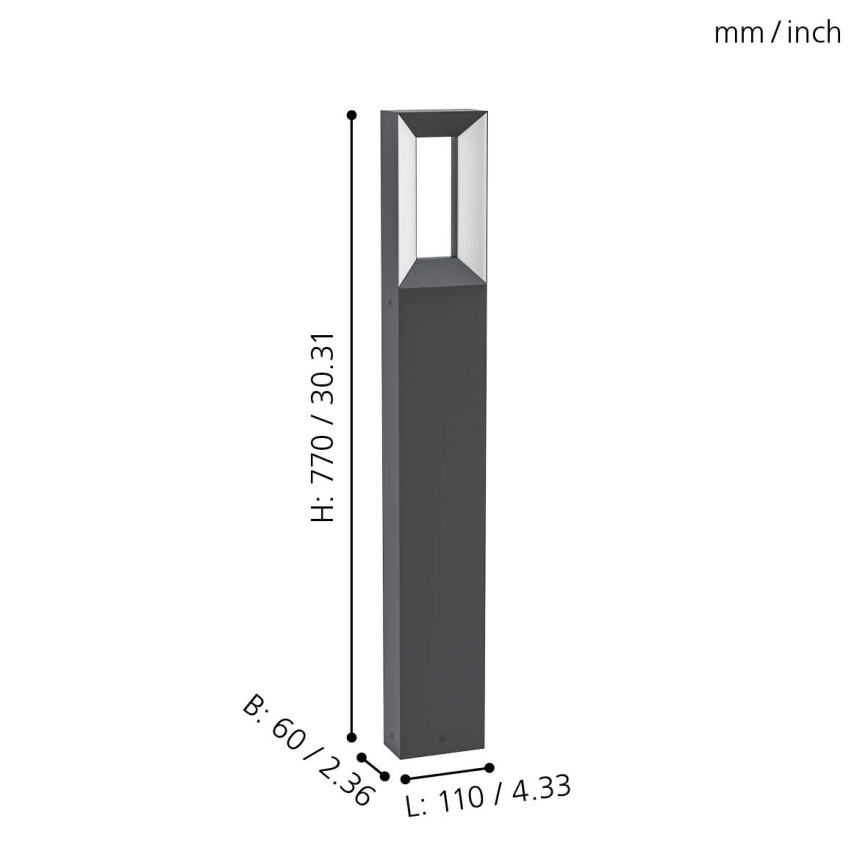 Eglo - Светодиодная уличная лампа RIFORANO 2xLED/5W/230V IP44 77 см