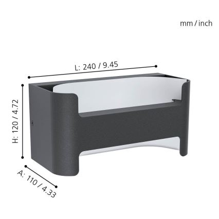 Eglo 98729 - Светодиодный уличный настенный светильник PASSIRANO LED/4,8W/230V IP44
