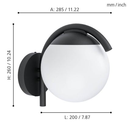 Eglo - Вуличний настінний світильник 1xE27/28W/230V IP44