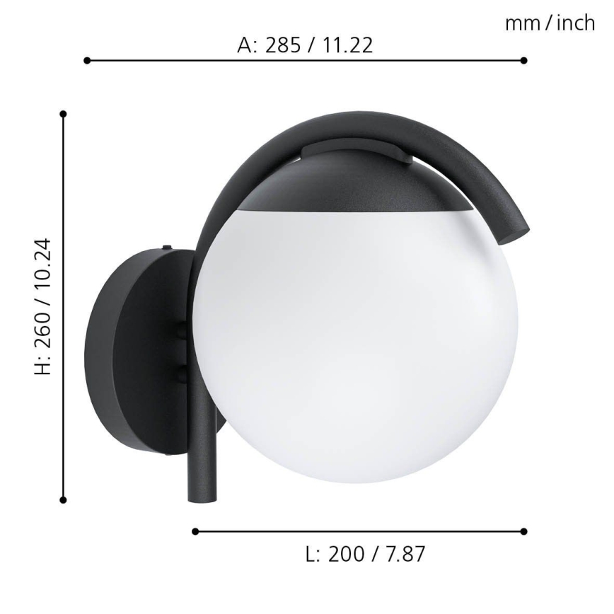 Eglo - Вуличний настінний світильник 1xE27/28W/230V IP44