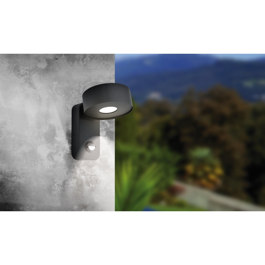 Eglo - Вуличний світлодіодний настінний світильник з датчиком LED/6W/230V IP44