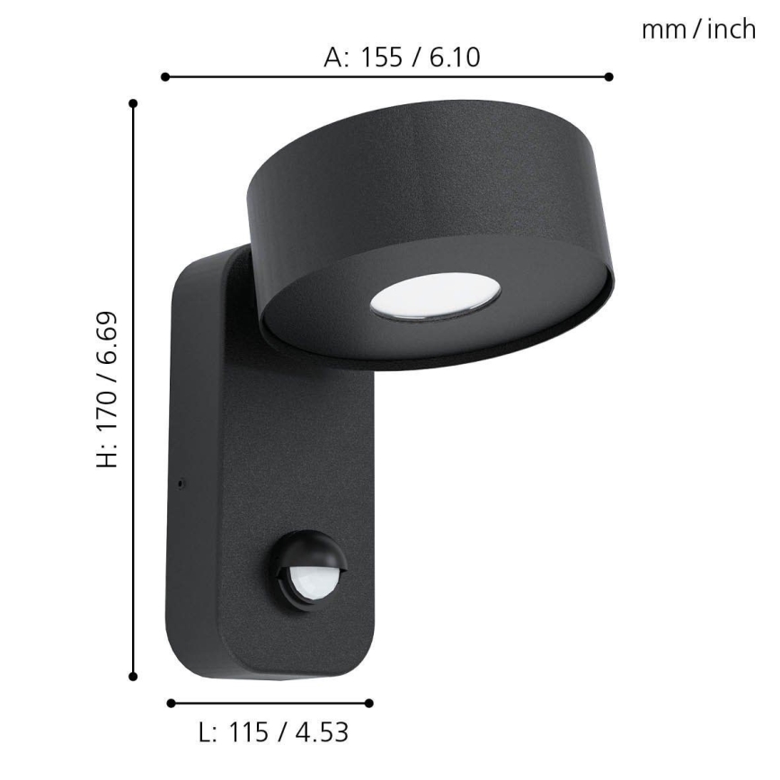 Eglo - Вуличний світлодіодний настінний світильник з датчиком LED/6W/230V IP44