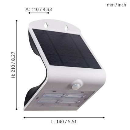 Eglo - Світильник на сонячній батареї з датчиком LED/3,2W/3,7V IP54