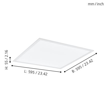 Eglo - Потолочный RGBW-светильник с регулированием яркости LED/32,5W/230V 2700-6500K 60x60 см + дистанционное управление