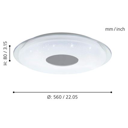 Eglo - Светодиодный потолочный RGB-светильник с регулированием яркости LANCIANO-C LED/38W/230V + пульт ДУ