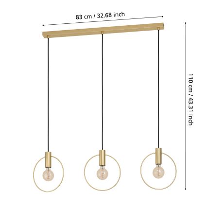 Eglo - Люстра на мотузці 3xE27/40W/230V