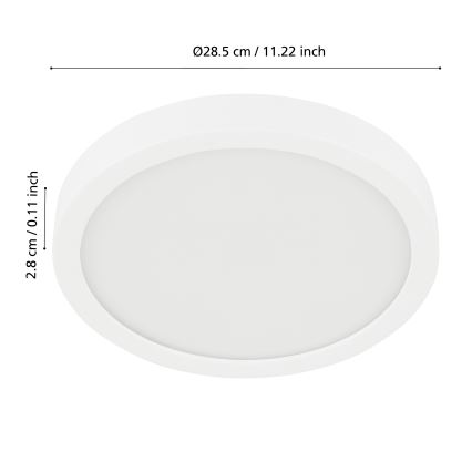 Eglo - затемнюваний LED стельовий світильник для ванної кімнати, 19,5 Вт, 230 В, 2700-6500 К, IP44, ZigBee, діам. 28,5 см