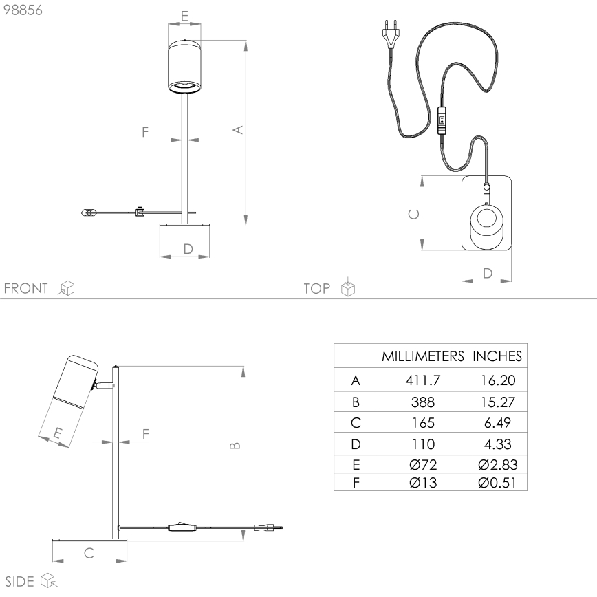 Eglo - Светодиодная настольная лампа 1xGU10/4,5W/230V белая